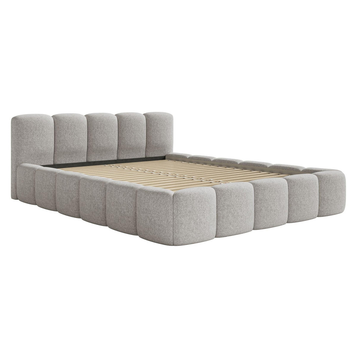 POLSTERBETT Cloudy Low Hellgrau Chenille, 120x200 cm - Hellgrau/Schwarz, Kunststoff/Textil (120/200cm) - Selsey