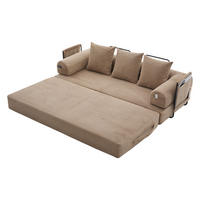 SCHLAFSOFA, Modulares Tagesbett mit Metallgestell, Klappbares Bodensofa Cordstoff, Khaki - Braun, Textil (94/67/200cm) - LVHOM