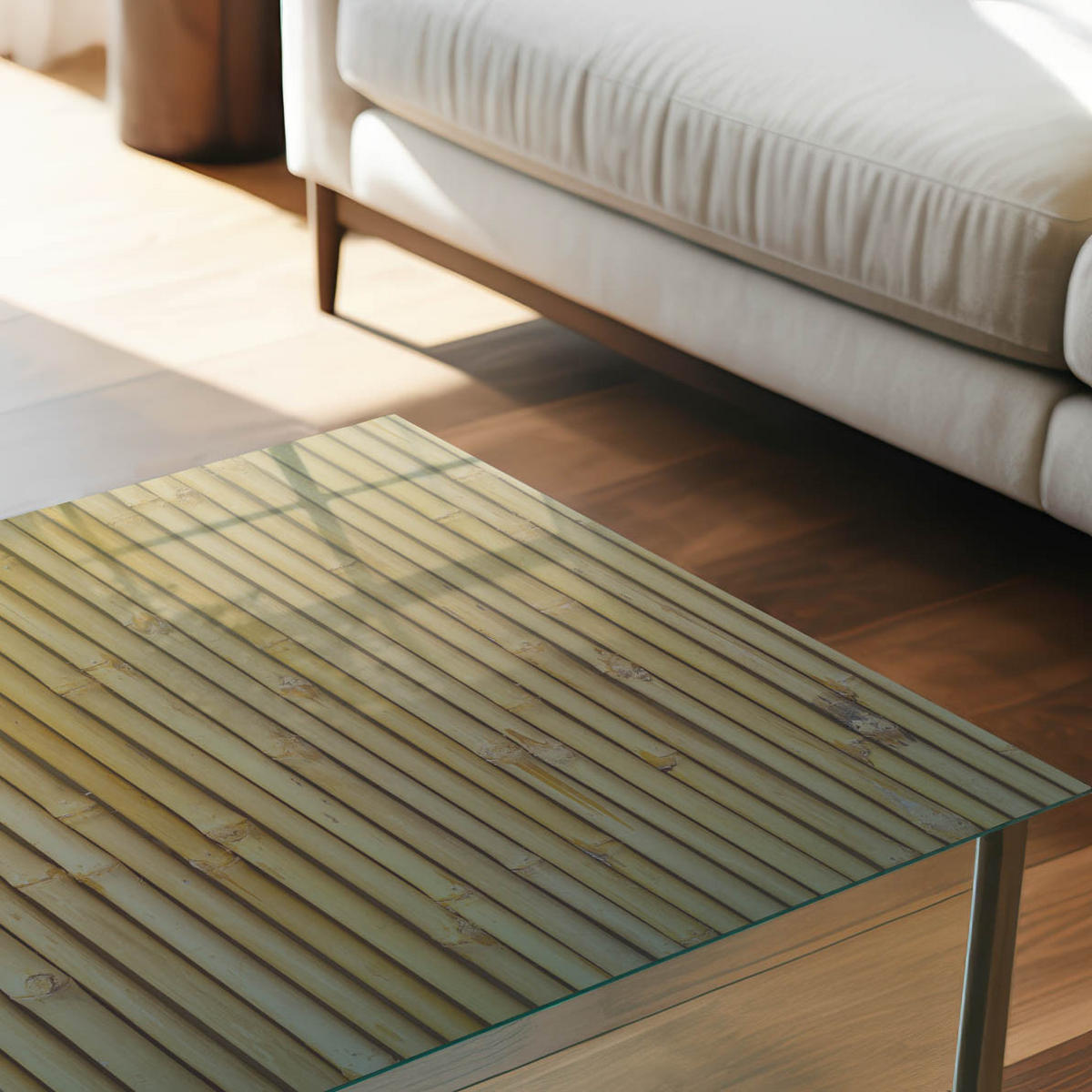 GLASPLATTE 80x60 cm – Bambusstruktur - Beige, Glas (0.4/80/60cm) - ArtPrintCave