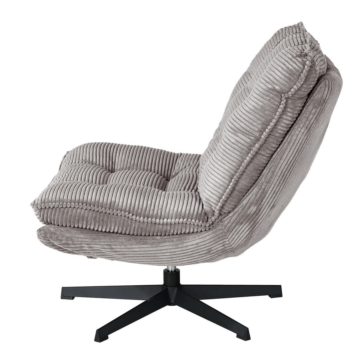 SESSEL - Cord - Schwarz/Grau, Textil/Metall (72/85/90cm) - home24