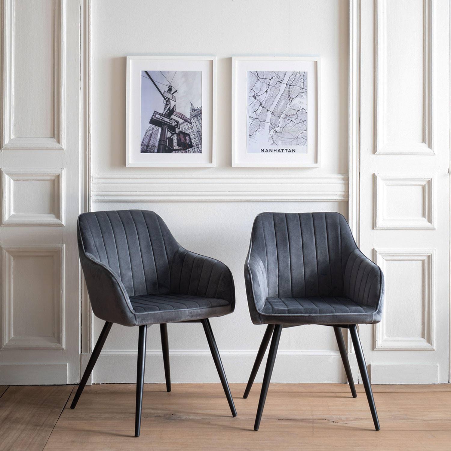 STÜHLE Bertille Grau 2er-Set - Grau, Textil (58/83.5/64cm) - Happy Garden