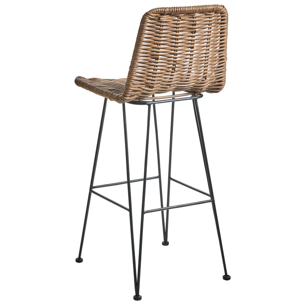 BARHOCKER 2er-Set Rattan Braun Cassita - Schwarz/Braun, Holz (43/100/50cm) - Beliani