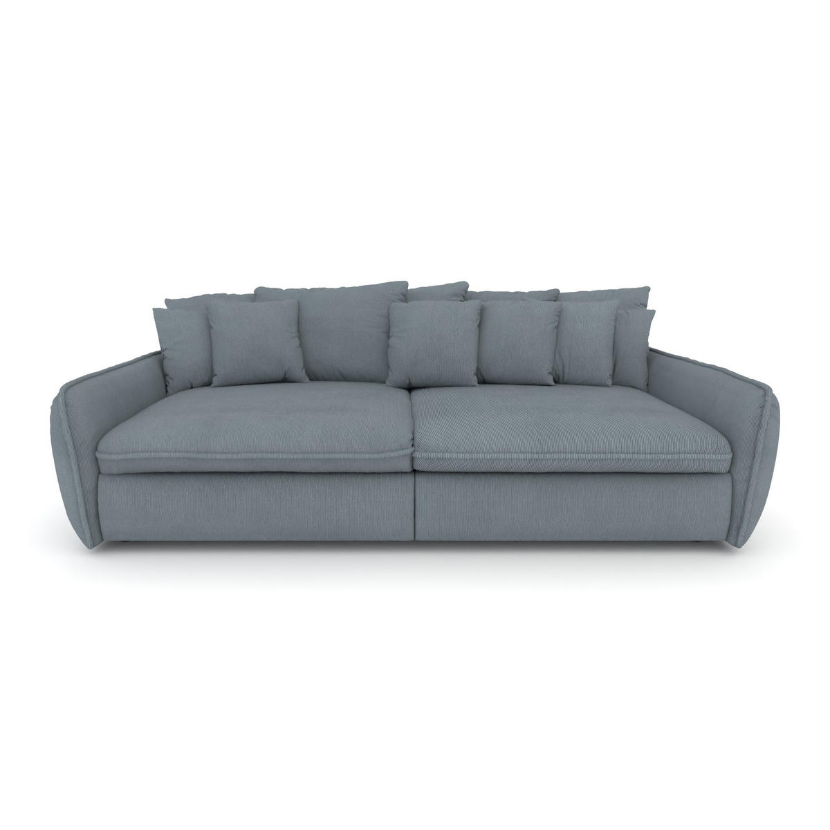 BIGSOFA Hereford Cord Blau inkl. 11 Kissen 234/131/61 cm - Blau, Kunststoff/Textil (234/61/131cm) - foamnova