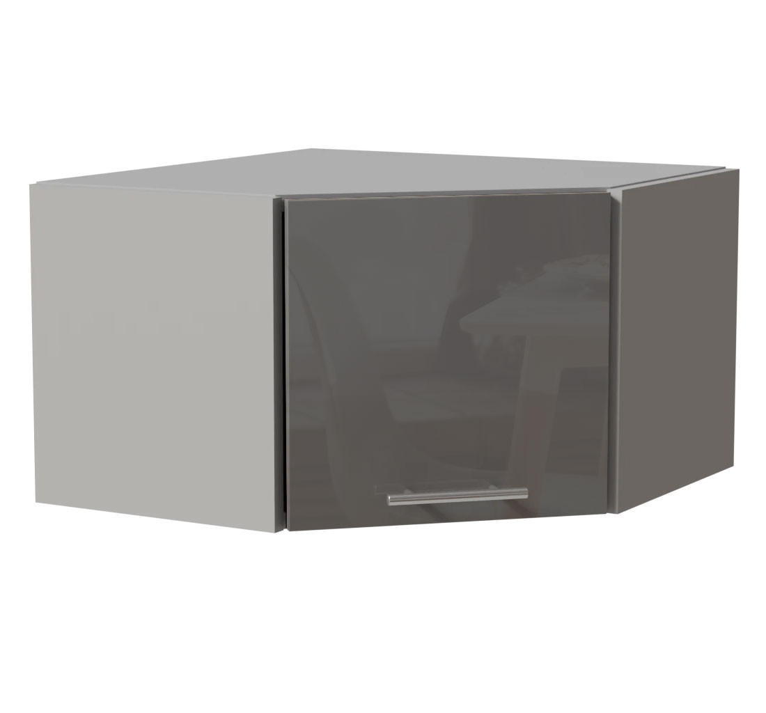 ECKHÄNGESCHRANK Essen W10/60/36 Grau Hochglanz / Grau Matt 60 / 60 / 36cm - Grau, Holz/Holzwerkstoff (60/36/60cm) - Feldmann-Wohnen