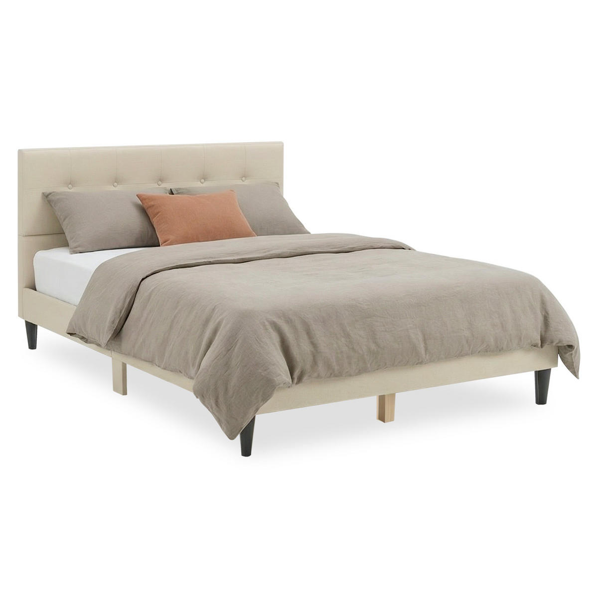 POLSTERBETT 140/200 cm in Beige + Lattenrost - Beige, Textil (140/200cm) - Homestyle4u