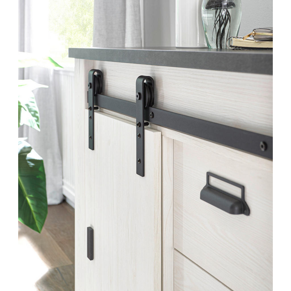 Thumbnail - Furn.Design Garderoben-Set, Weiß, Anthrazit, Metall, Nachbildung,Pinie, 3 Fächer, 3 Schubladen, 164x201x43 cm, FSC 100%,...