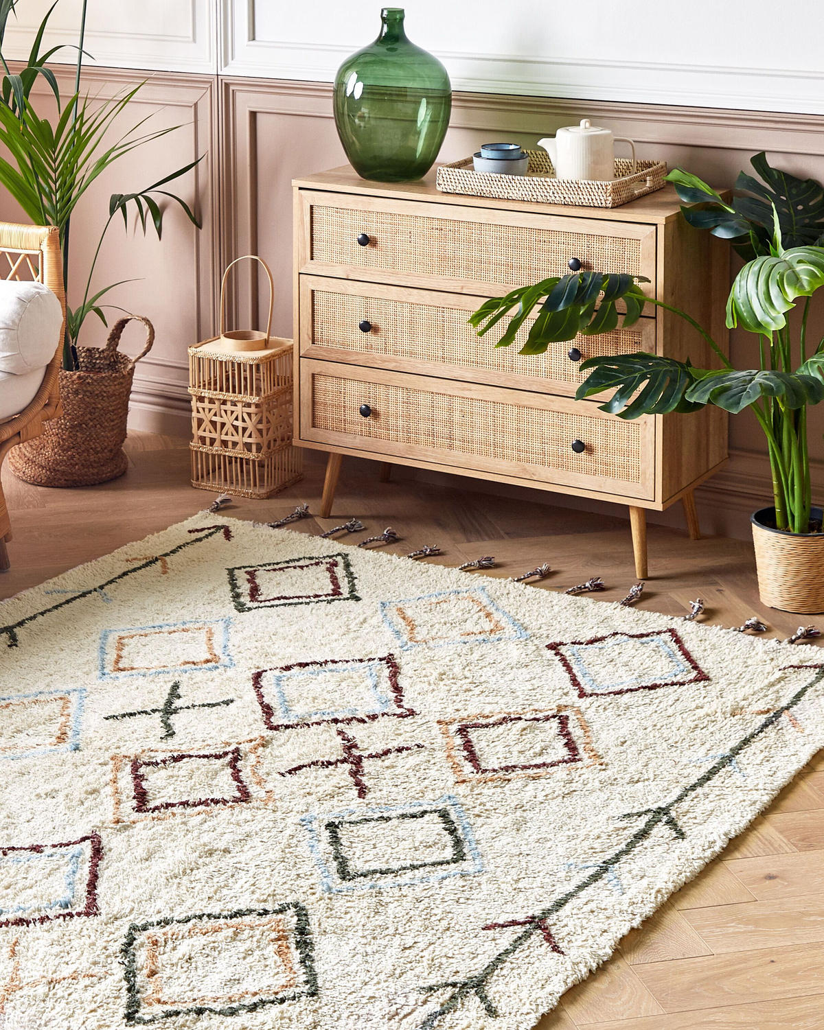 TEPPICH geflochten Corum 200/140 cm - Beige, Textil (140/200cm) - Beliani