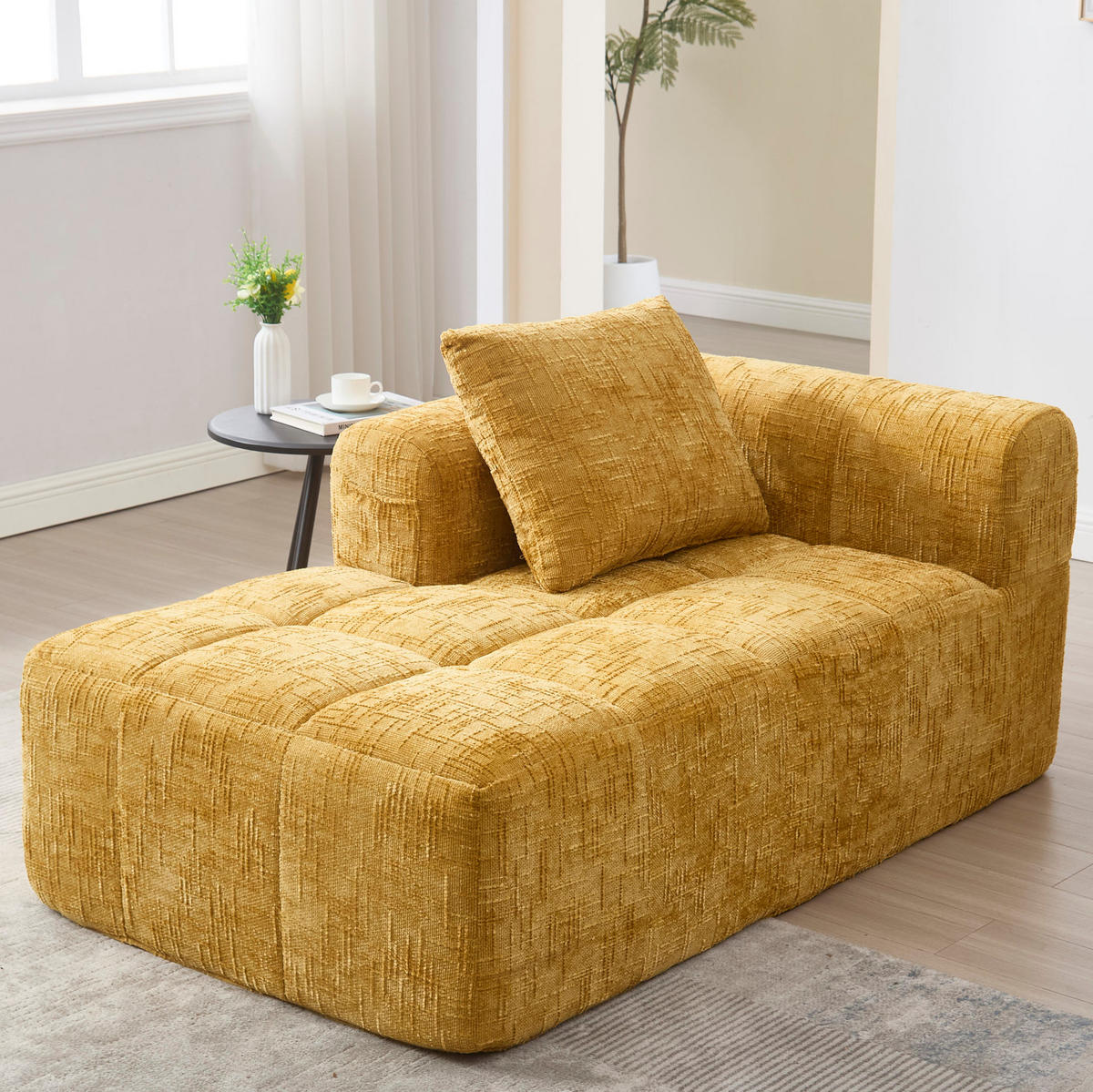 SOFA mit Chaiselongue 158 x 90 cm Chenille Gelb - Gelb, Kunststoff (90/60/158cm) - Meubliv
