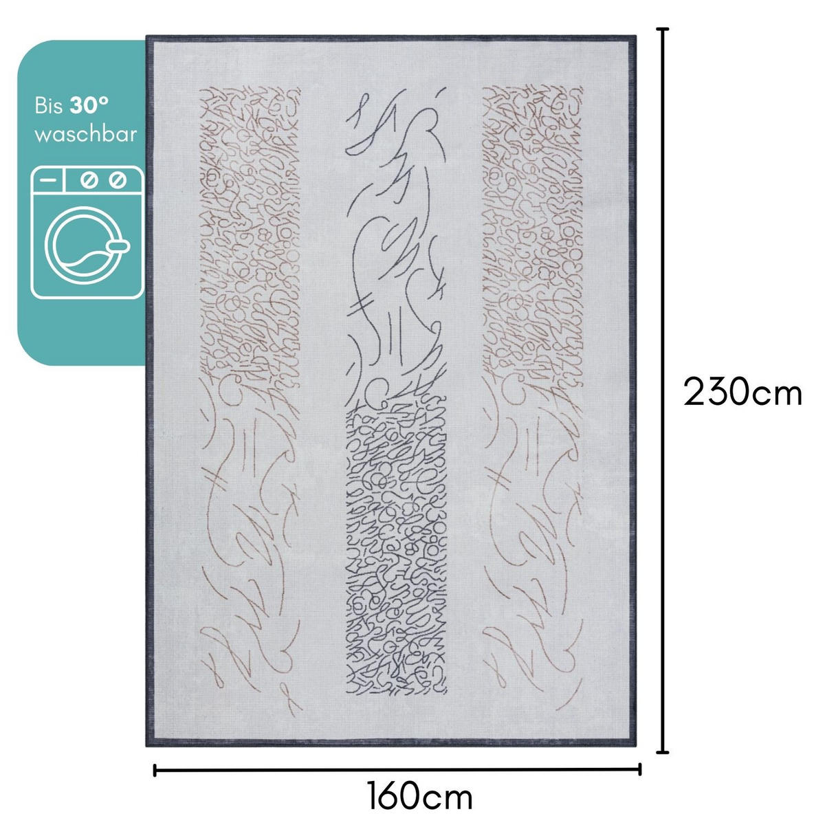 TEPPICH Zale Hellgrau,Anthrazit,Kupferfarben 160/230 cm - Hellgrau, Textil (160/230cm) - My-Rug