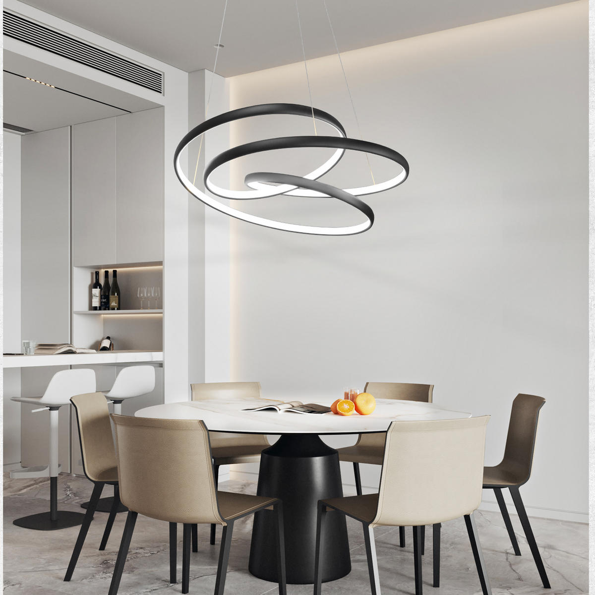 LED-PENDELLEUCHTE Thalindra 50/50/150 cm - Schwarz, Metall (50/50/150cm) - ZMH