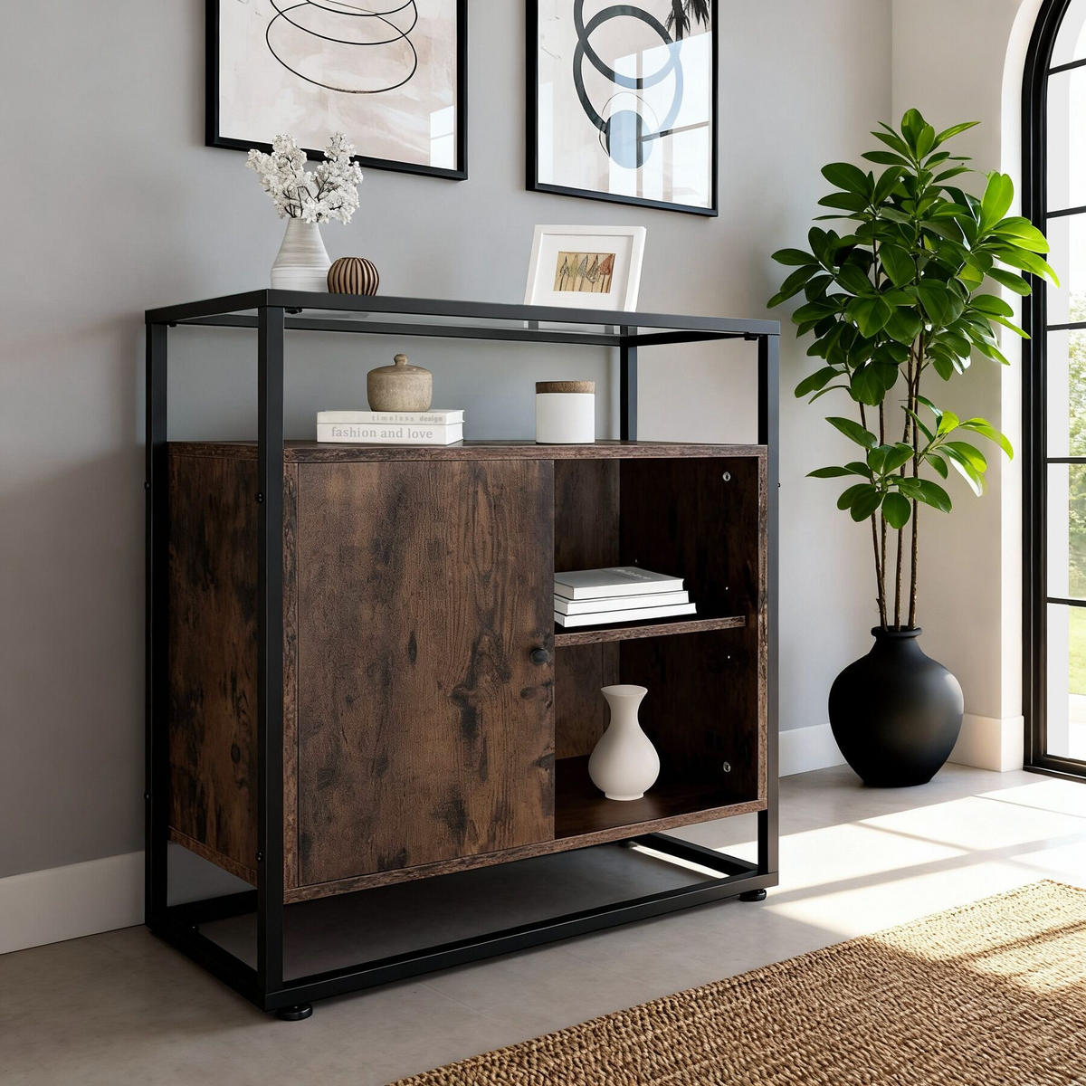 KOMMODE Conventry, 70 x 38 x 80,5 cm, Industrial Holz dunkel, rustikal - Rostfarben, Holzwerkstoff (70/38/80.5cm) - tectake