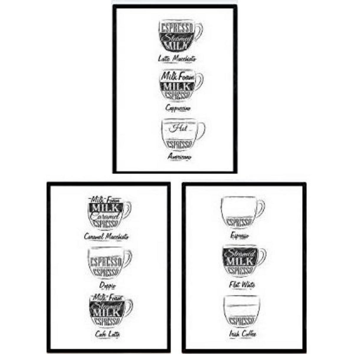 POSTER Set Mit 3 Kaffee Blätter Weißer Hintergrund A4 Rahmenlos - Klar, Papier (29.7/5/21cm) - Nacnic