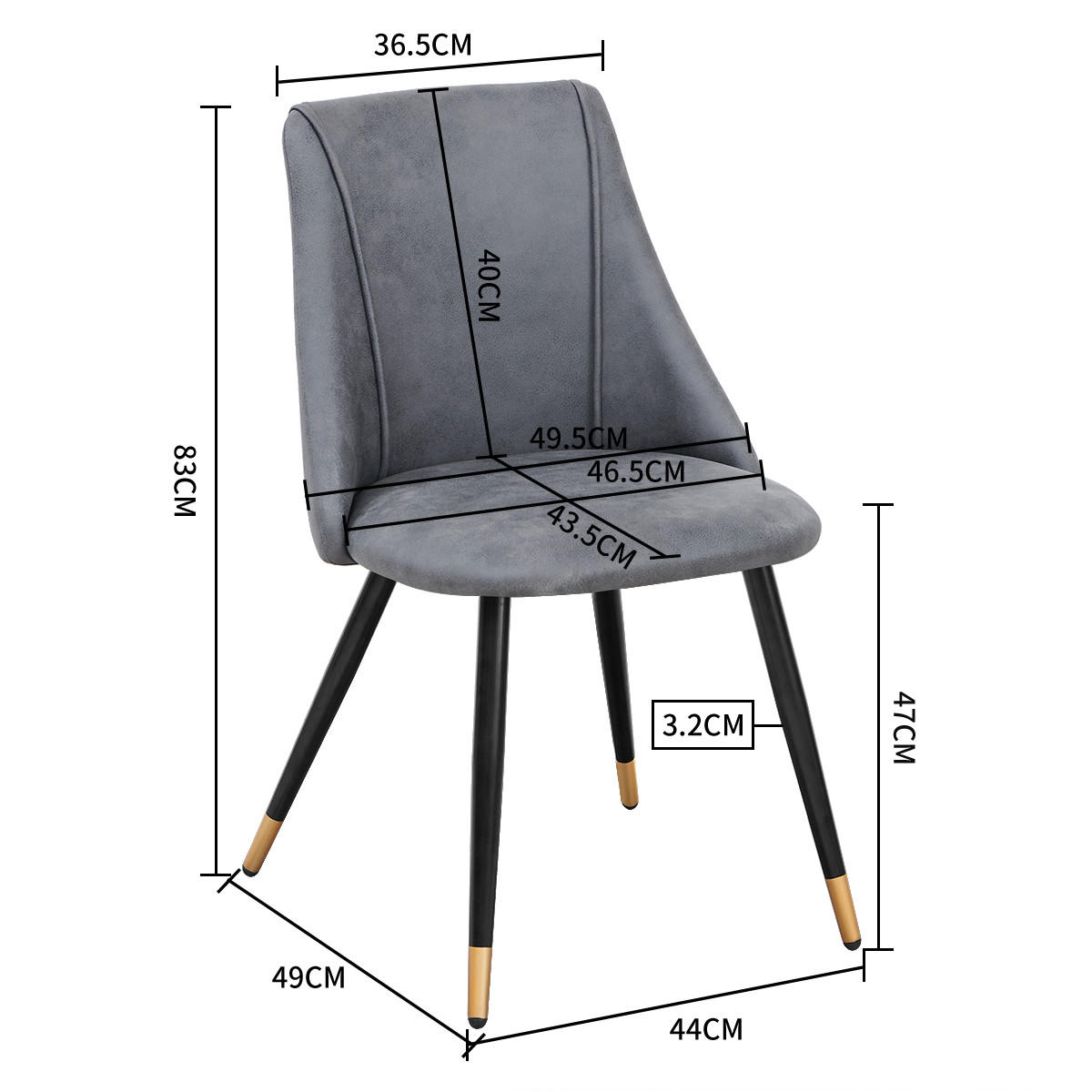 STUHL-SET 2 Stück in Kunstleder - Hellgrau/Schwarz, Holzwerkstoff/Textil (56/83/55cm) - Urban Meuble