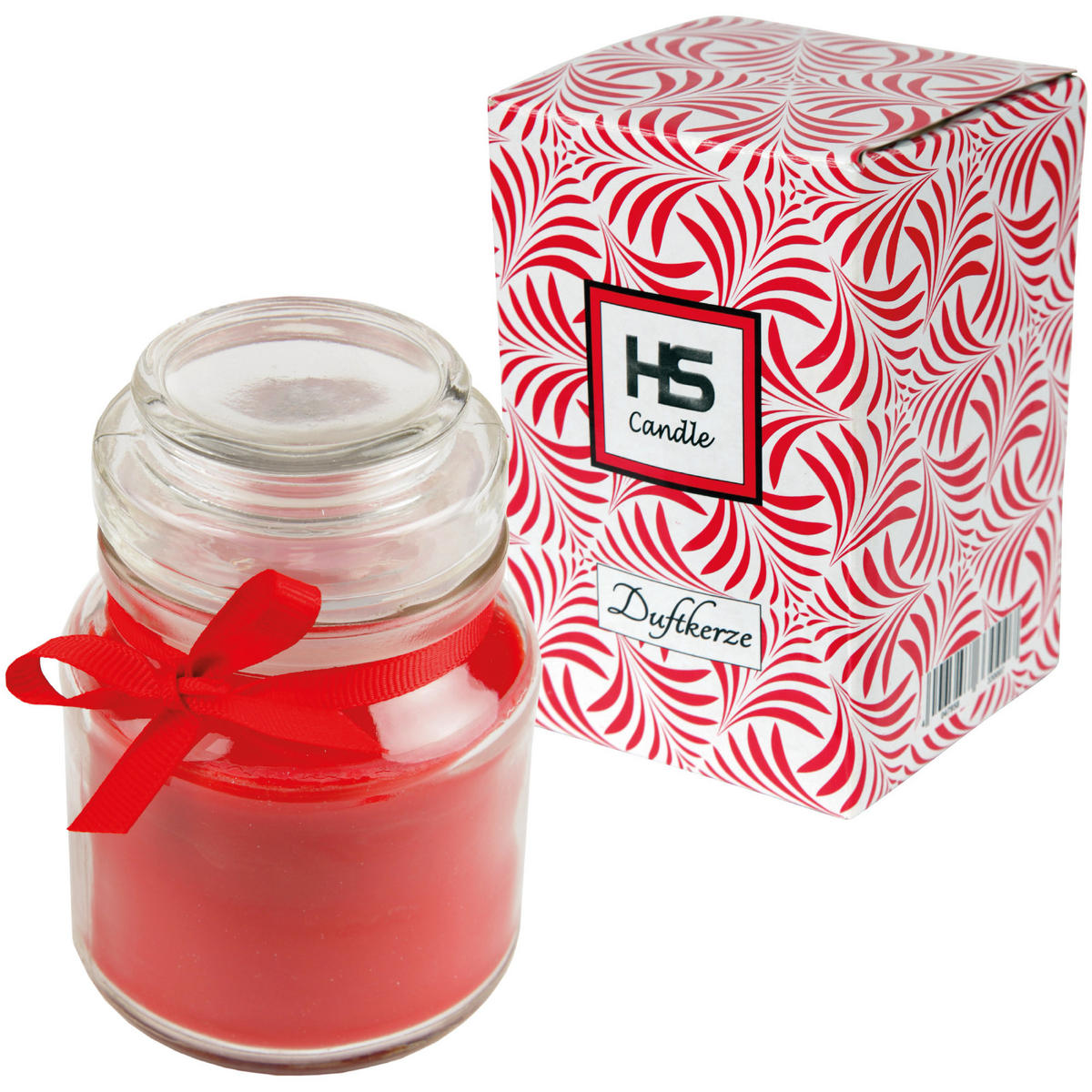 DUFTKERZE im Bonbonglas mit Deckel Rose 30h - Rot, Glas (7/10cm)