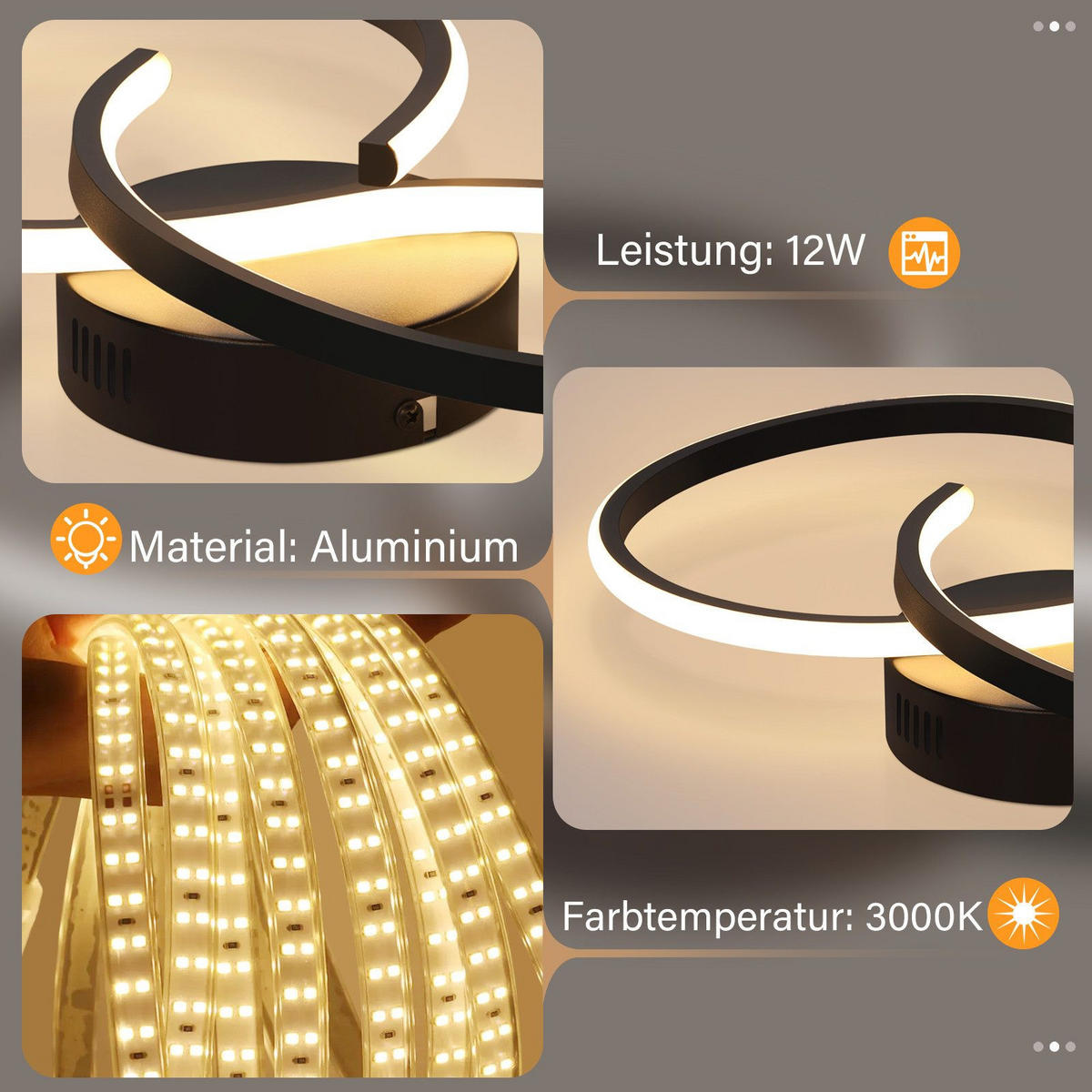 LED-DECKENLEUCHTE Zwickau 40/20.5/10 cm - Schwarz, Metall (40/20.5/10cm) - Nettlife