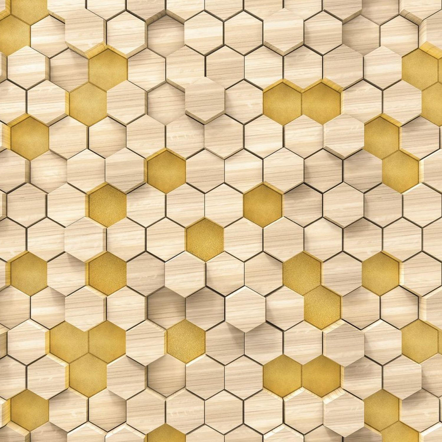 FOTOTAPETE Hexagon 400 x 250 cm - Gelb, Papier (400/250cm) - Sanders & Sanders