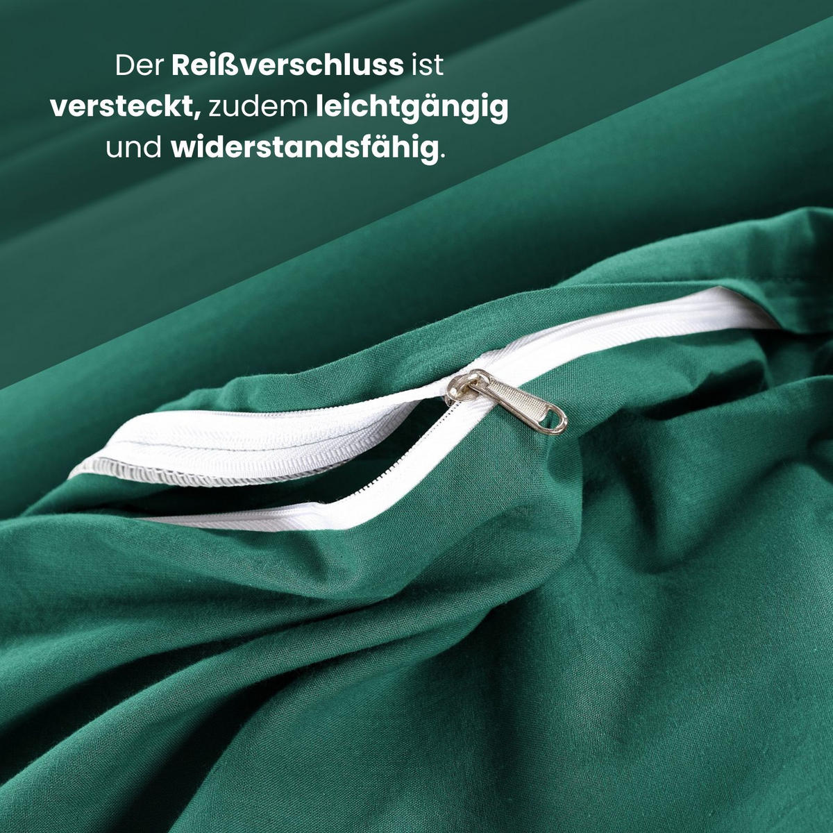 BETTWÄSCHE Stone Washed tannengrün 155/220 cm 100% Baumwolle Used-Effekt mit Stehsaum - Grün, Textil (155/220cm) - wometo