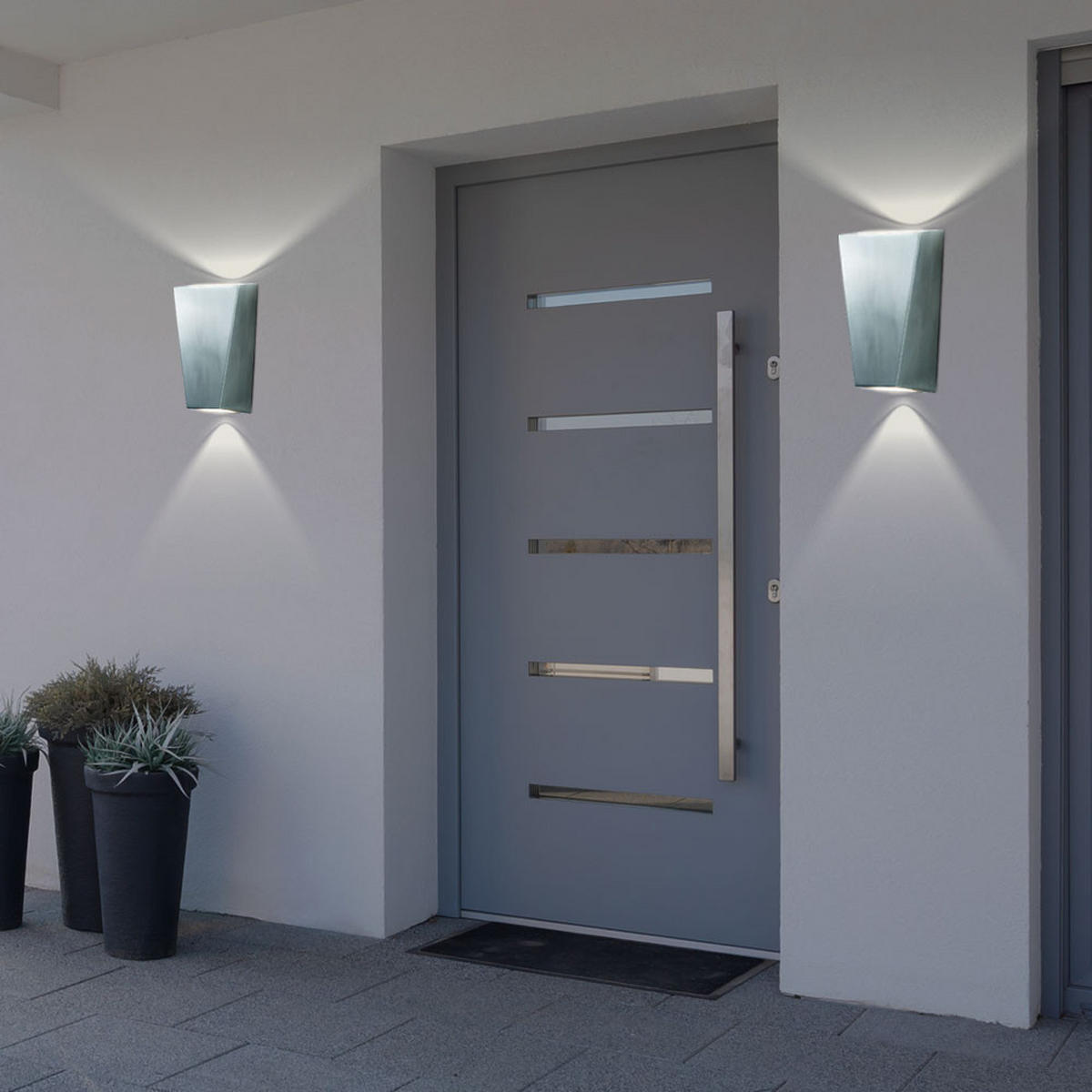 LED AUSSEN-WANDLEUCHTE Aluminium Silber - Silberfarben, Glas (12/21.5/10cm)