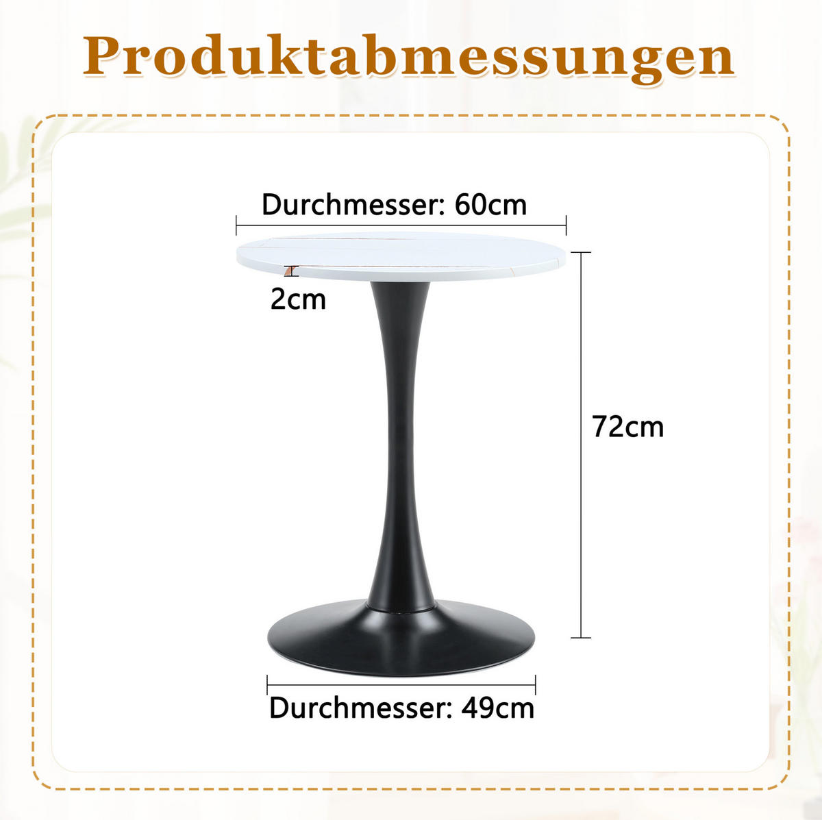 BEISTELLTISCH aus MDF 60x60x72 cm und Metall Weiß-Schwarz mit runder Tischplatte - Weiß, Holzwerkstoff (60/60/72cm) - IVMEU