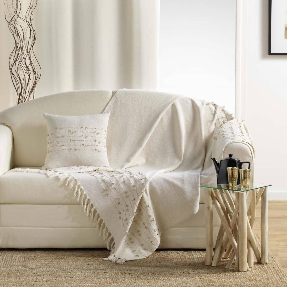 TAGESDECKE Golden Sunset 125/150 cm - Weiß, Naturmaterialien (150/125cm) - Douceur d´intérieur