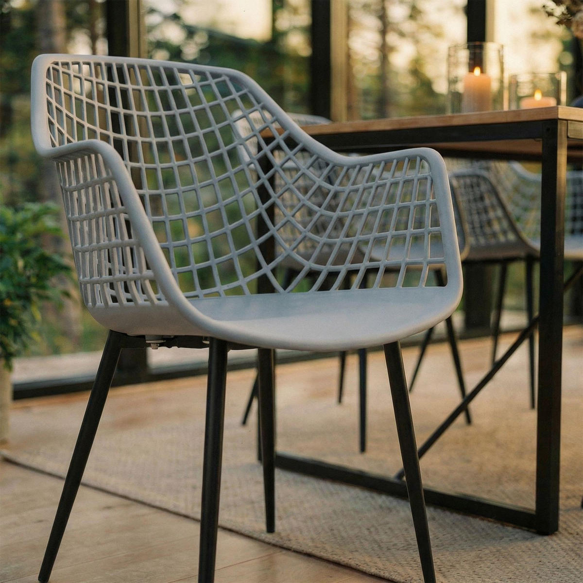 GARTENSTUHL LUCIA 4er-Set hellgrau - Hellgrau, Textil (58/85/55cm) - IDIMEX