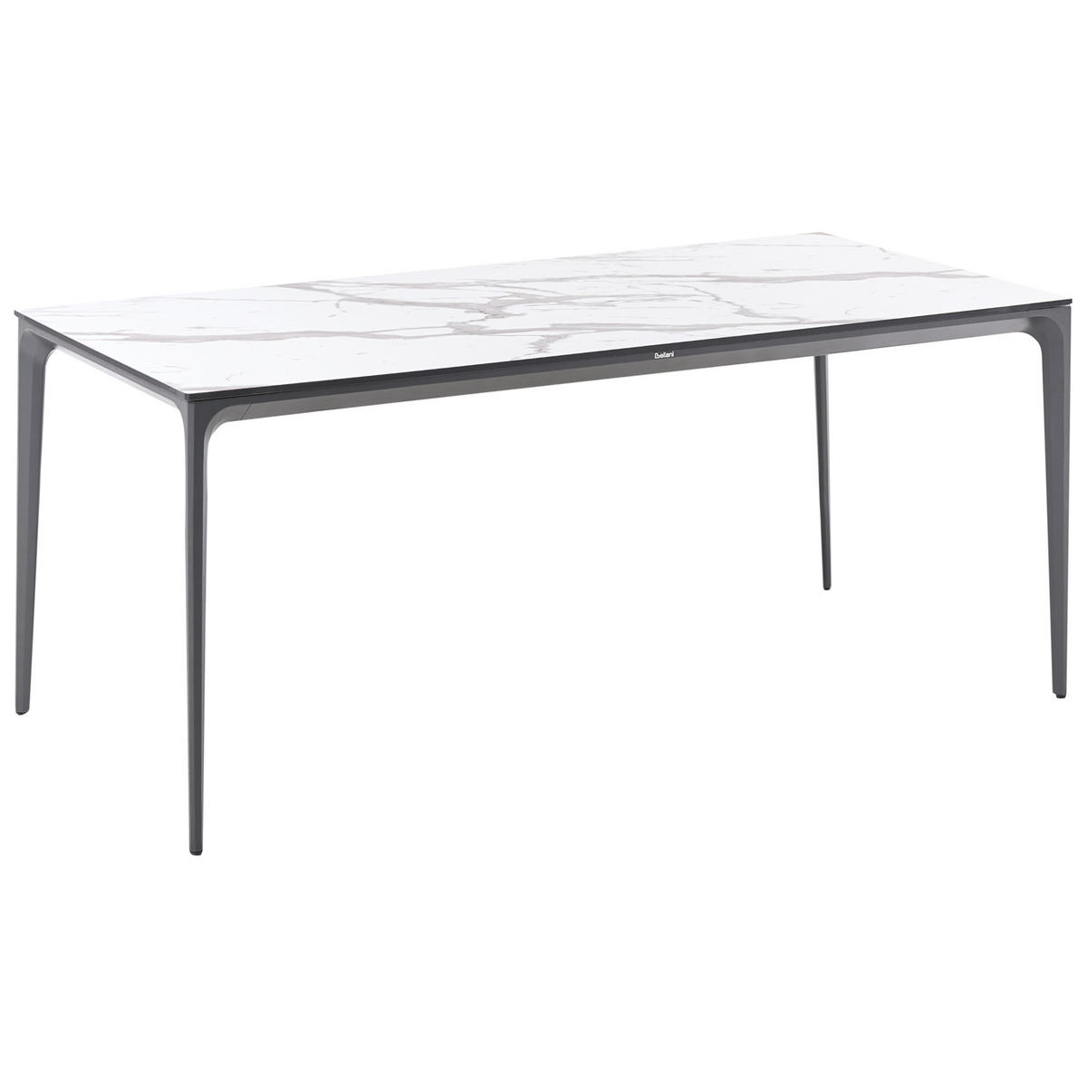 ZAHRADNÍ STŮL 180/90 cm Mramor Look Bílý Mramor Sovareto - tmavě šedá, plast (180/90/75cm) - Beliani