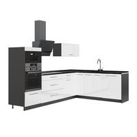 KUHINJA U OBLIKU SLOVA L Fame-Line, Sjajna Bijela /Antracit, 287 x 207 cm, RP Antracit - bijela visoki sjaj/antracit, drvni materijal (287/153.6/60cm) - Vicco