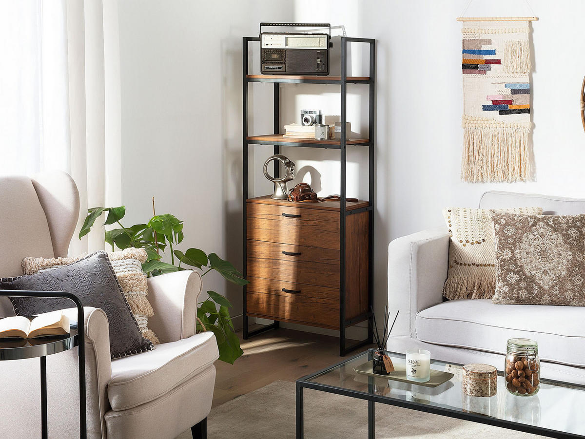 REGAL 3 Fächer Tifton - Dunkelbraun, Holzwerkstoff (61/158/32cm) - Beliani