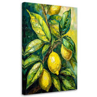 LEINWANDBILD Zitronen Acryl - Grün, Textil (80/120cm) - Feeby