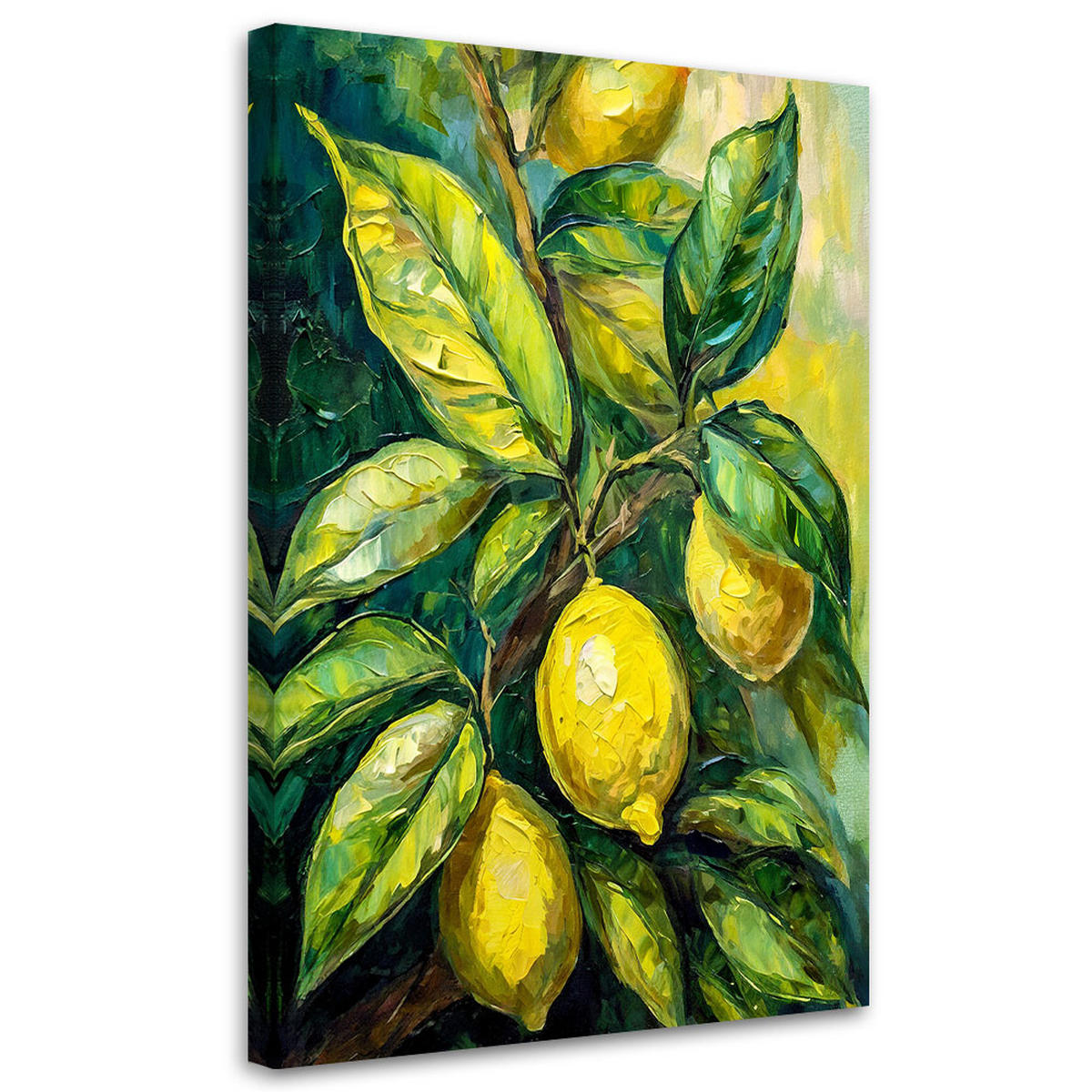 LEINWANDBILD Zitronen Acryl - Grün, Textil (80/120cm) - Feeby