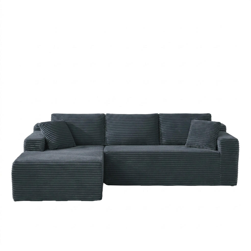 ECKSOFA 252.5/163/65 cm Dunkelgrau mit Chaiselongue, Linke Seite - Dunkelgrau, Textil (252.5/163cm) - Oxeza