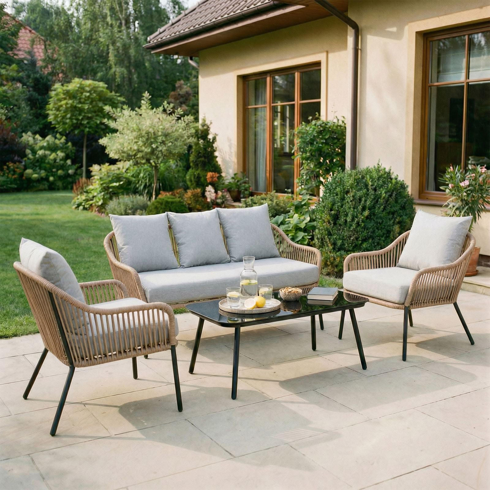 GARTENMÖBEL-SET BENGAL - Braun, Metall - CARO-Möbel