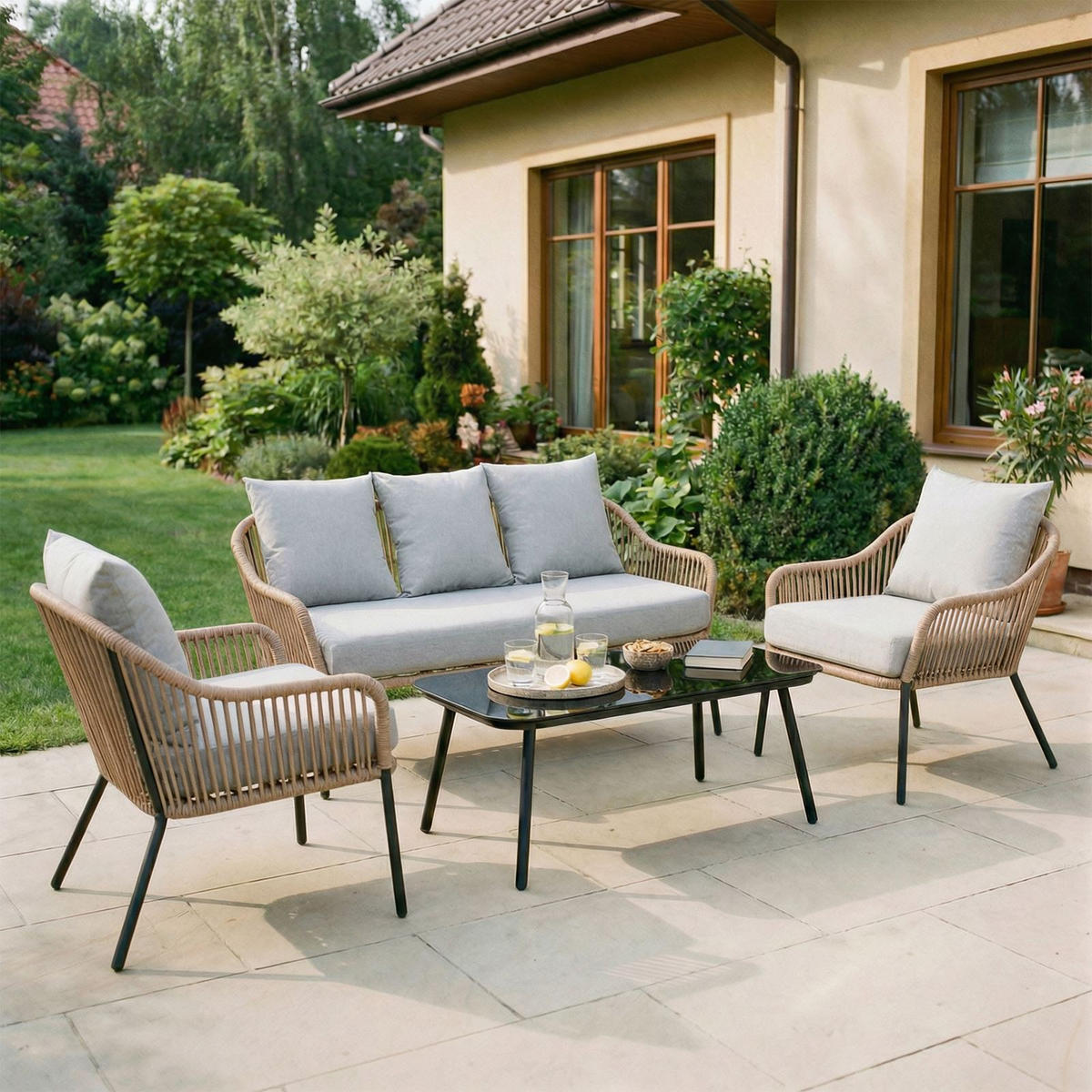 GARTENMÖBEL-SET BENGAL - Braun, Metall - CARO-Möbel