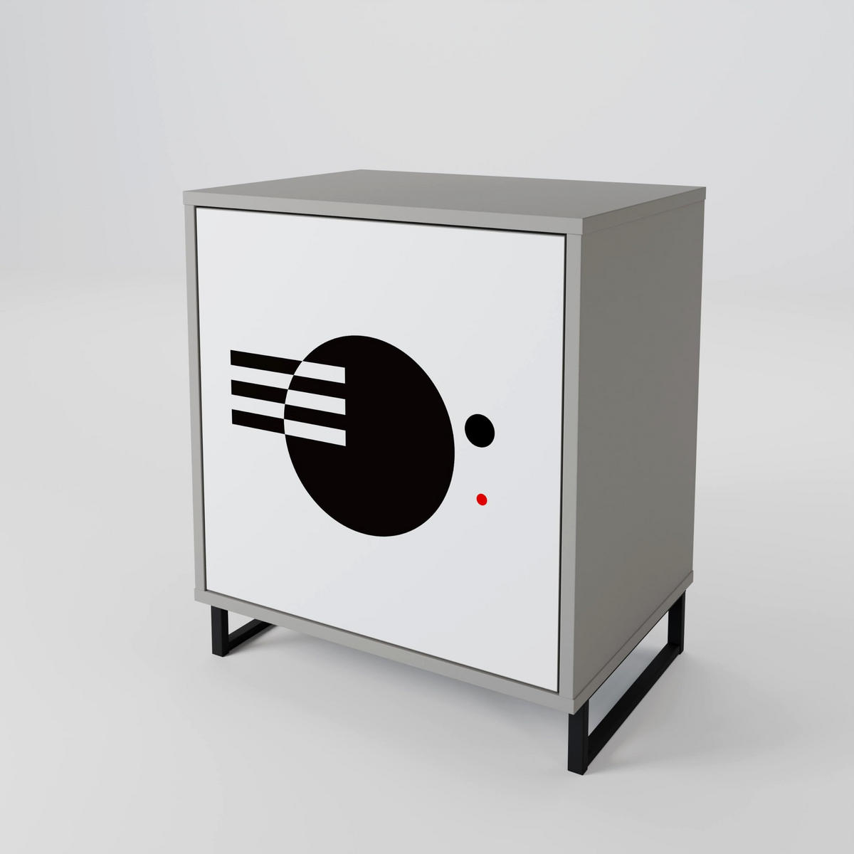 SIDEBOARD BLACK AND WHITE COMBINATION, Grau, 57,5x42x75,5 cm, Goldfarbene Metallfüße - Goldfarben/Multicolor, Holzwerkstoff/Metall (57.5/75.5/42cm) - SpaceRebels