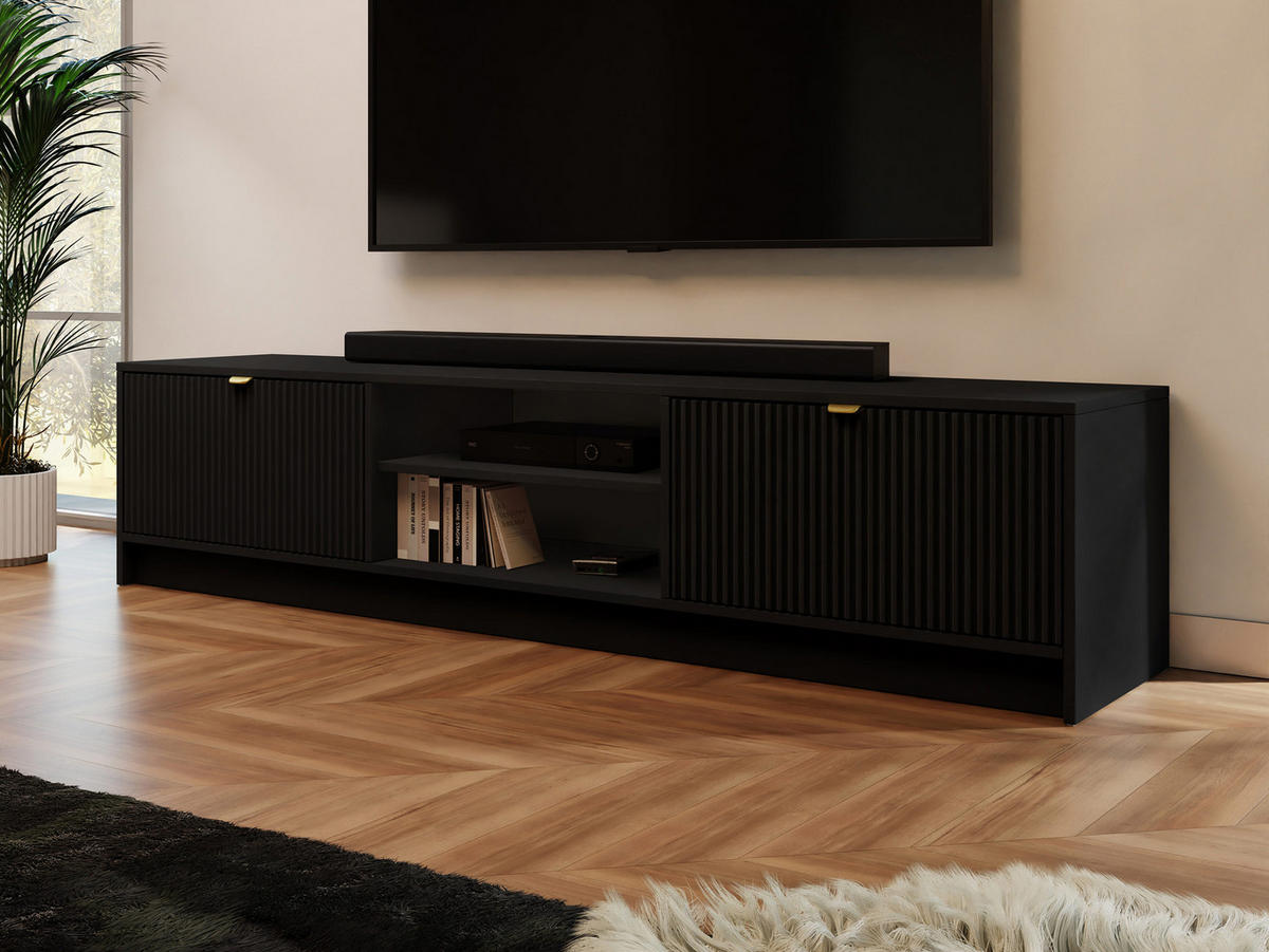 TV-ELEMENT Tireno - Goldfarben/Schwarz, Holzwerkstoff/Metall (180/40/40cm) - MIRJAN24