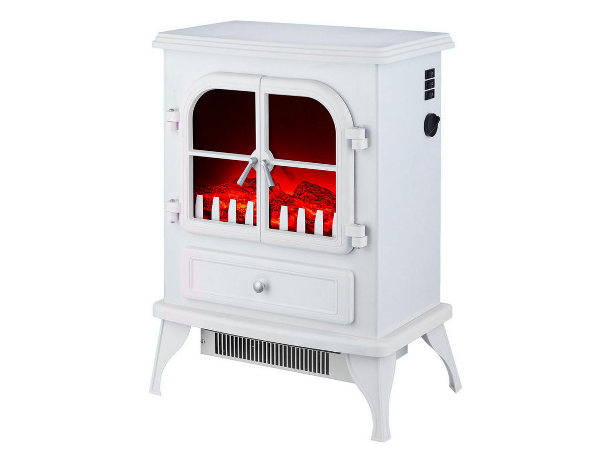 ELEKTROKAMIN Weiß Bodenmodell mit integrierter Heizung 2000 W - Weiß, Glas (43/55/31cm) - Purline