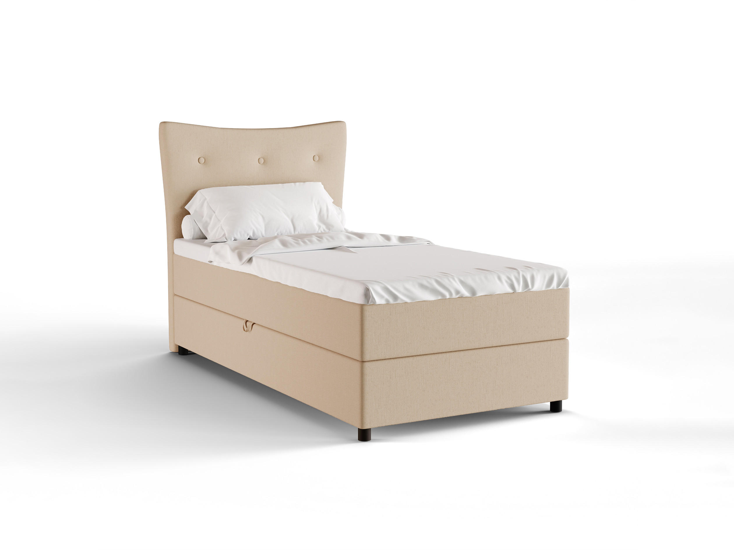 BOXBETT Nevada 100x200 cm Polsterbett mit hochwertiger Bonell-Matratze und Topper - beige - Beige, Holz (100/200cm) - Panda Möbel