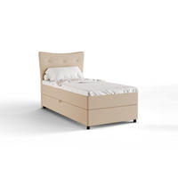 BOXBETT Nevada 100x200 cm Polsterbett mit hochwertiger Bonell-Matratze und Topper - beige - Beige, Holz (100/200cm) - Panda Möbel