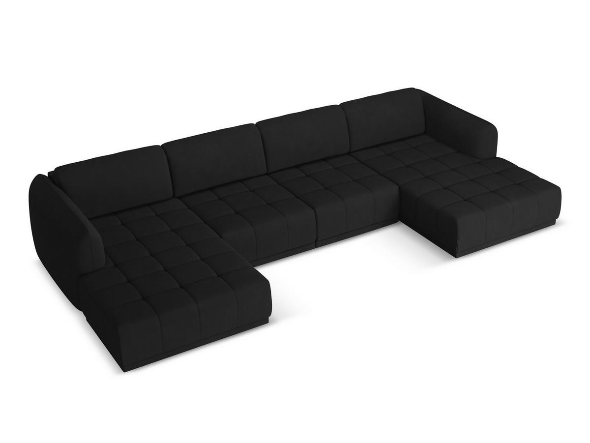 WOHNLANDSCHAFT Chenille Stoff Schwarz - Schwarz, Kunststoff/Textil (370/74/170cm) - Makamii