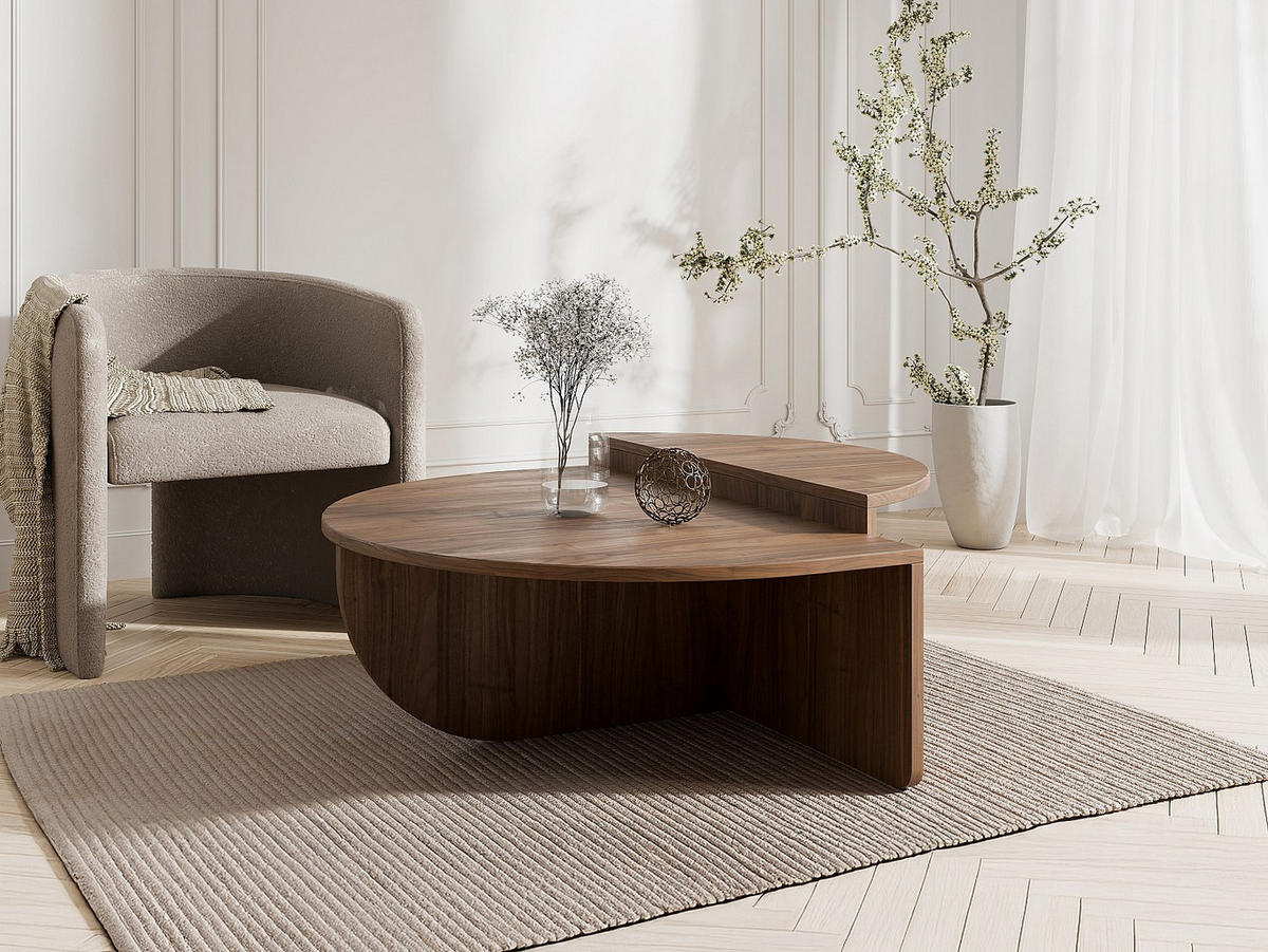 COUCHTISCH - 90 cm x 60 cm - holz - naturfarben dunkel Aloeva - Naturfarben, Holz (60/90/30cm) - Vente-Unique