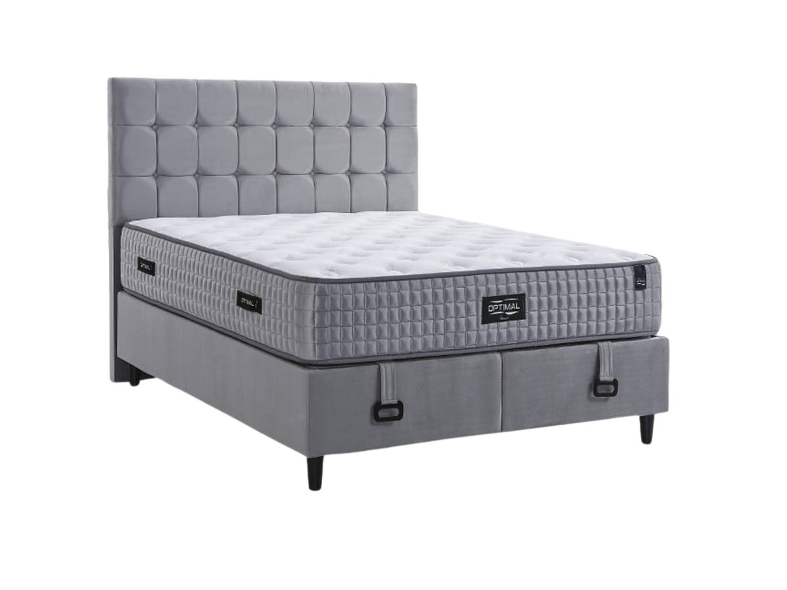 POLSTERBETTSET Optimal 160x200 Grau - Grau, Textil/Metall (160/200cm) - Villa Möbel