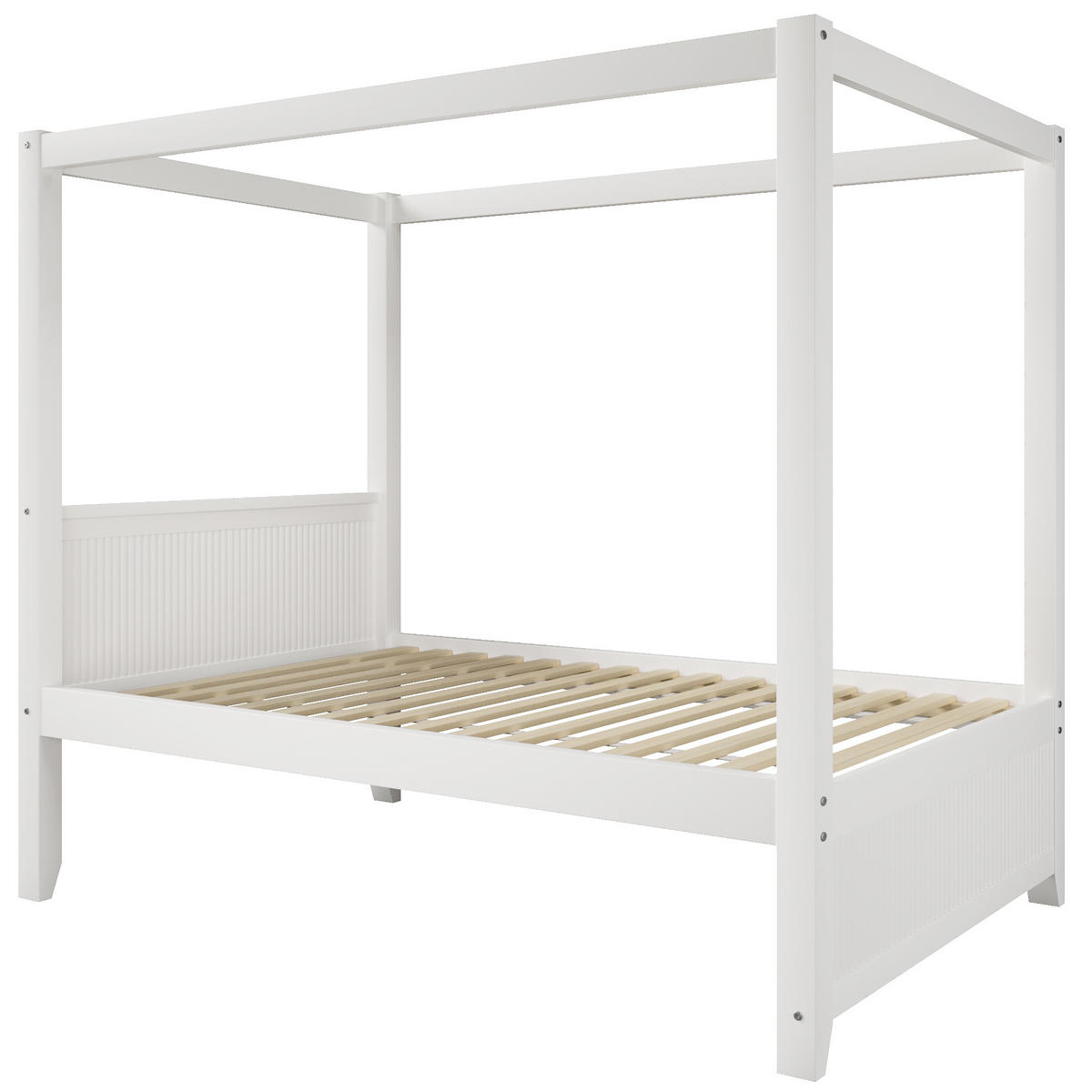 HIMMELBETT 90x200 cm mit dekorativem Dachrahmen, Weiß - Weiß, Holz (90/200cm) - KOMHTOM