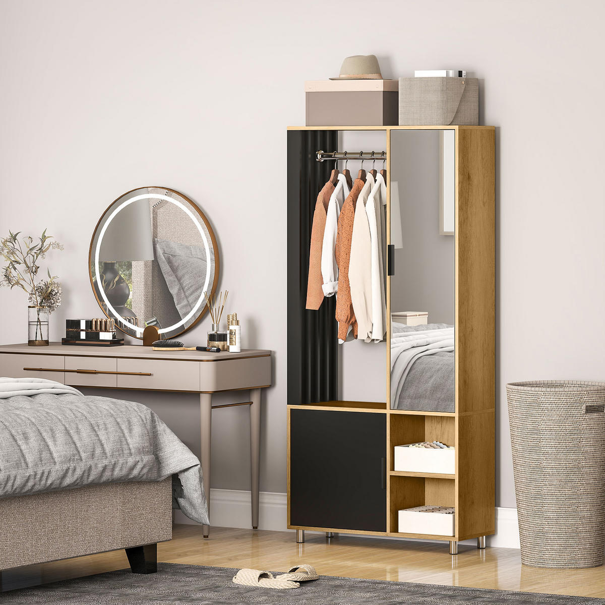 KLEIDERSCHRANK DE-09582 Naturholz - Naturfarben, Holzwerkstoff (80/175/30cm) - ComfortXL