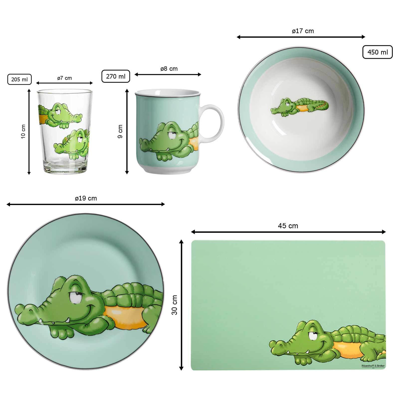 GESCHIRR-SET MIT KINDERBECHER Happy Zoo Krokodil bunt 7er Set - Multicolor, Kunststoff (1/1/1cm) - Ritzenhoff Breker
