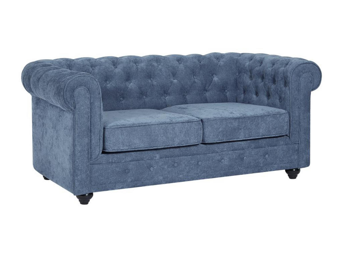 SOFA 3-Sitzer & 2-Sitzer - Stoff - Blau - CHESTERFIELD - Blau, Textil (88/72/205cm) - Vente-Unique