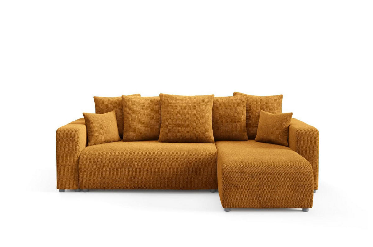 ECKSOFA mit Schlaffunktion Gelb - Currygelb, Textil (247/145cm) - Furnisell