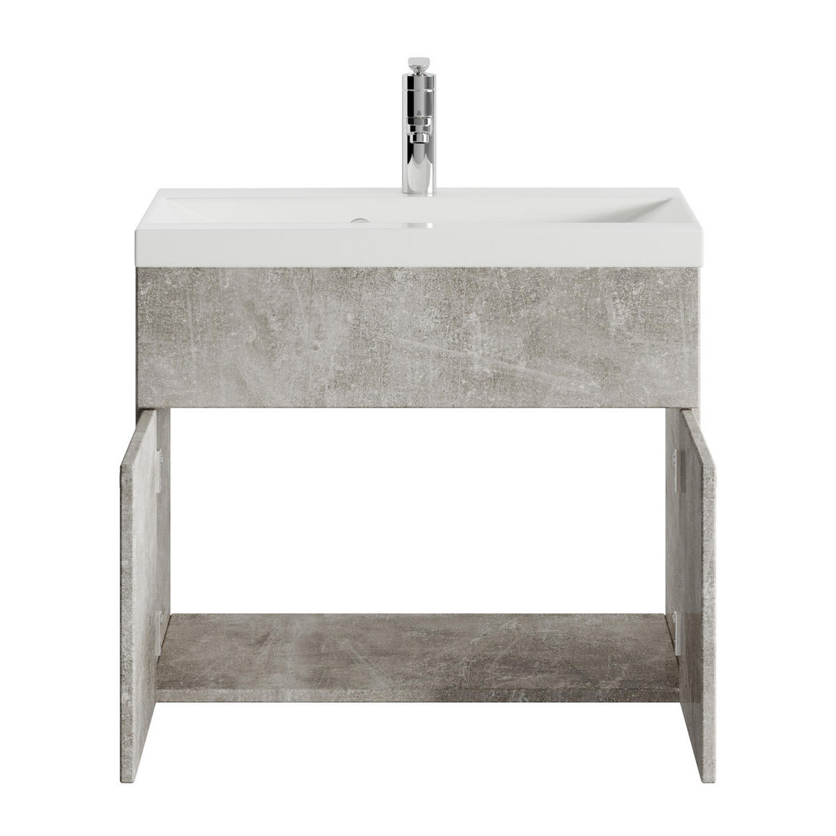 BADMÖBEL-SET Montreal 2 Teile Beton Grau - 60 x 35 x 51 cm - Grau, Holz (60/51/35cm) - Badplaats