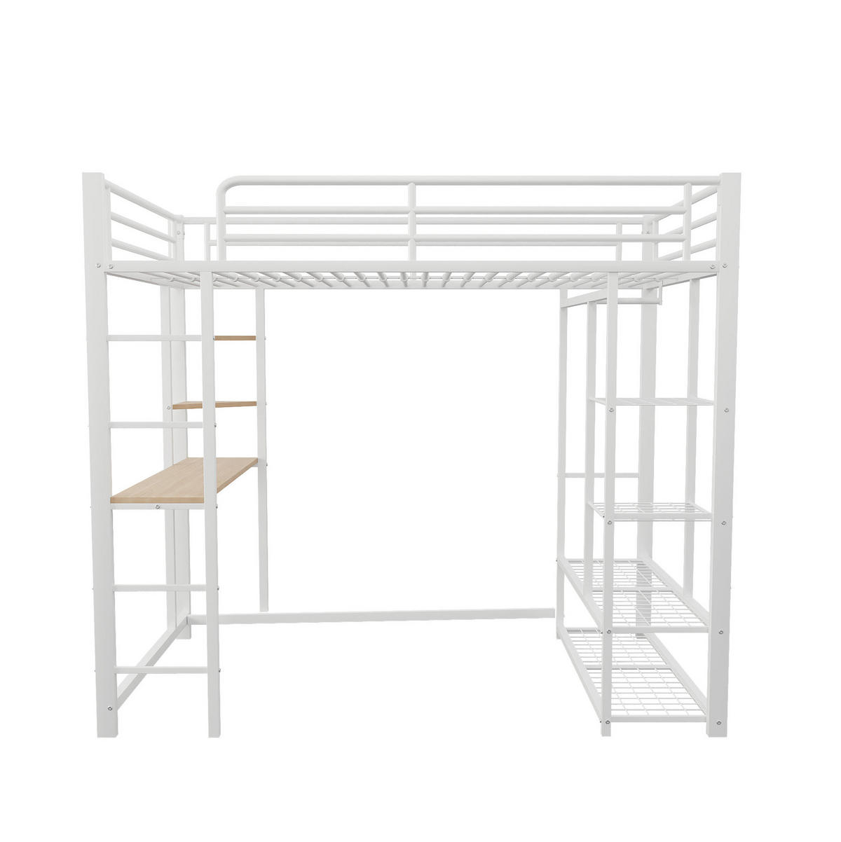 HOCHBETT 90/200 cm aus Metall mit Schreibtisch und Kleiderstange Weiß - Weiß, Metall (90/200cm) - Modenvie