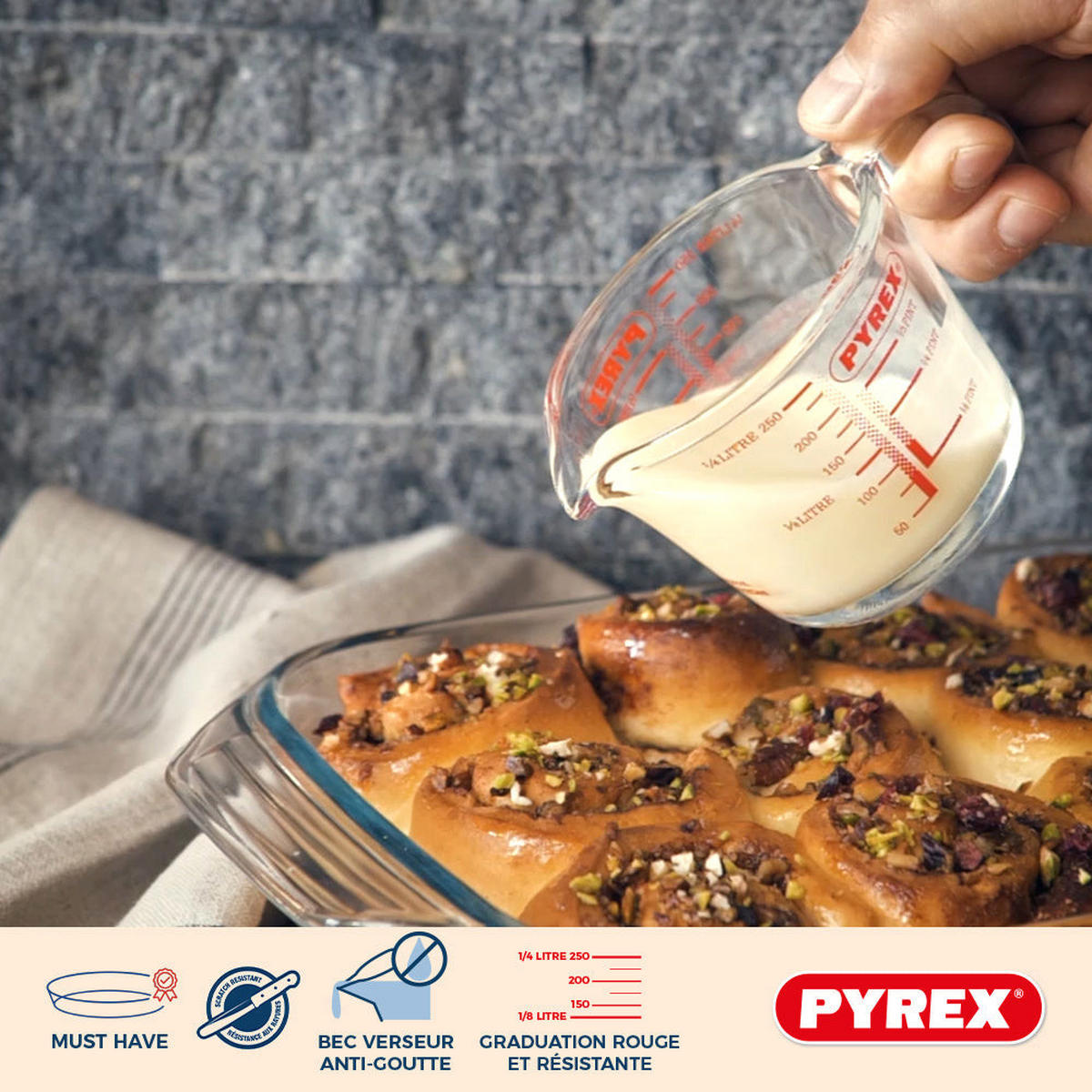MESSBECHER Glas Set Iconics' 3-teilig - 250 ml, 500 ml & 1 Liter - Transparent, Glas (1L) - Pyrex
