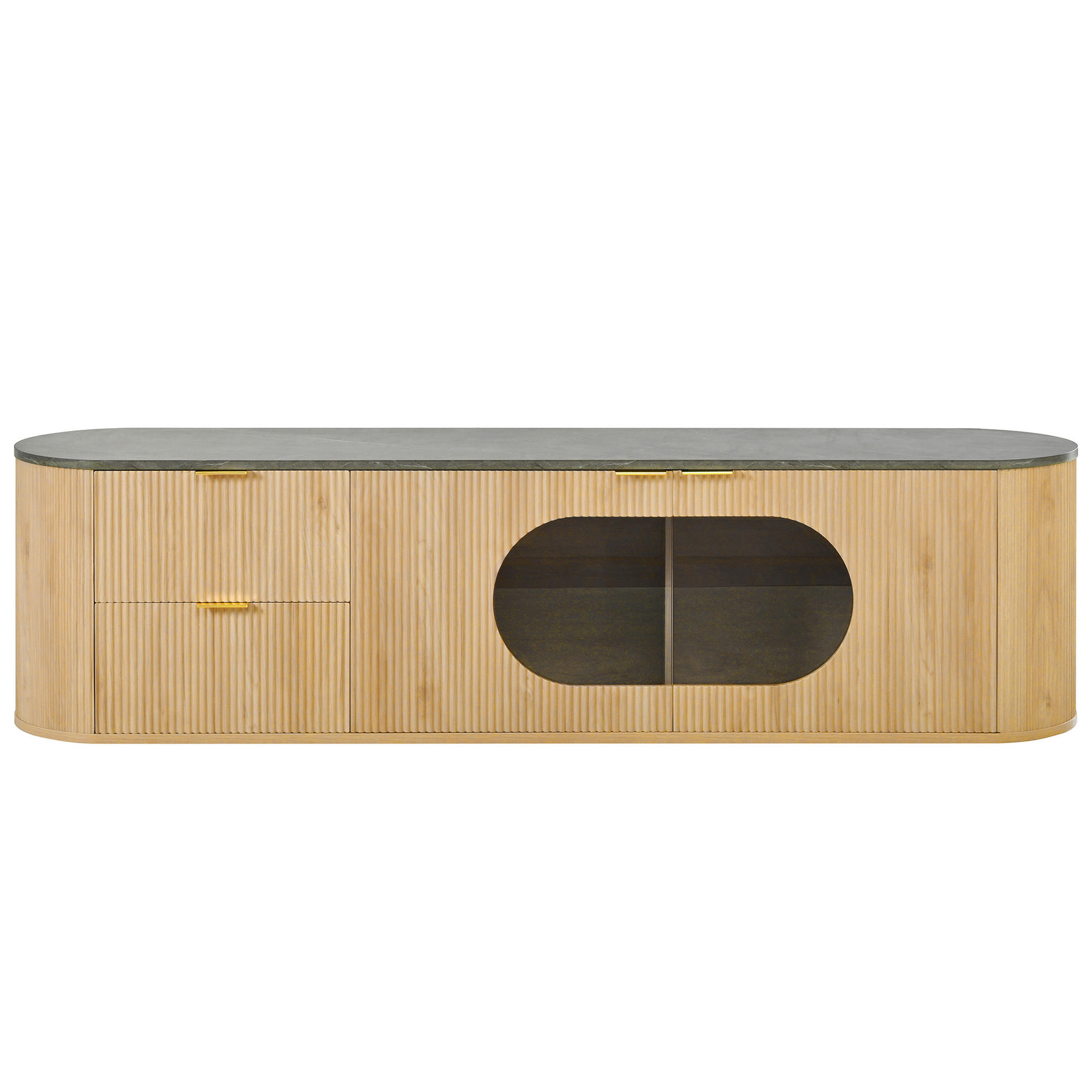 Urban Meuble TV STOLEK vzhled dřeva a sklo moderní 172 cm design